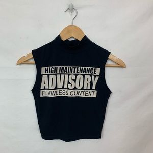 Windsor Black Sleeveless Mock Neck Crop Top